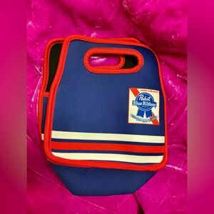 Pabst Blue Ribbon Navy & Red Neoprene Lunch Tote